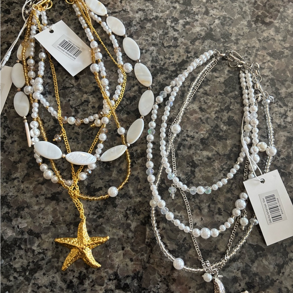 Sassy Jones Stella Ray Gold & Silver Starfish Chain & Mom of Pearl Bundle (NEW)